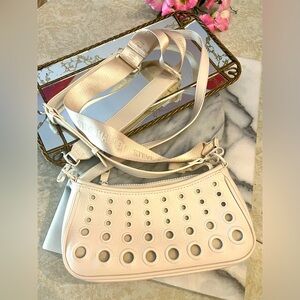 White Steve Madden Bagata 2-Sided Crossbody Pebble Bag w Guitar Strap Option!